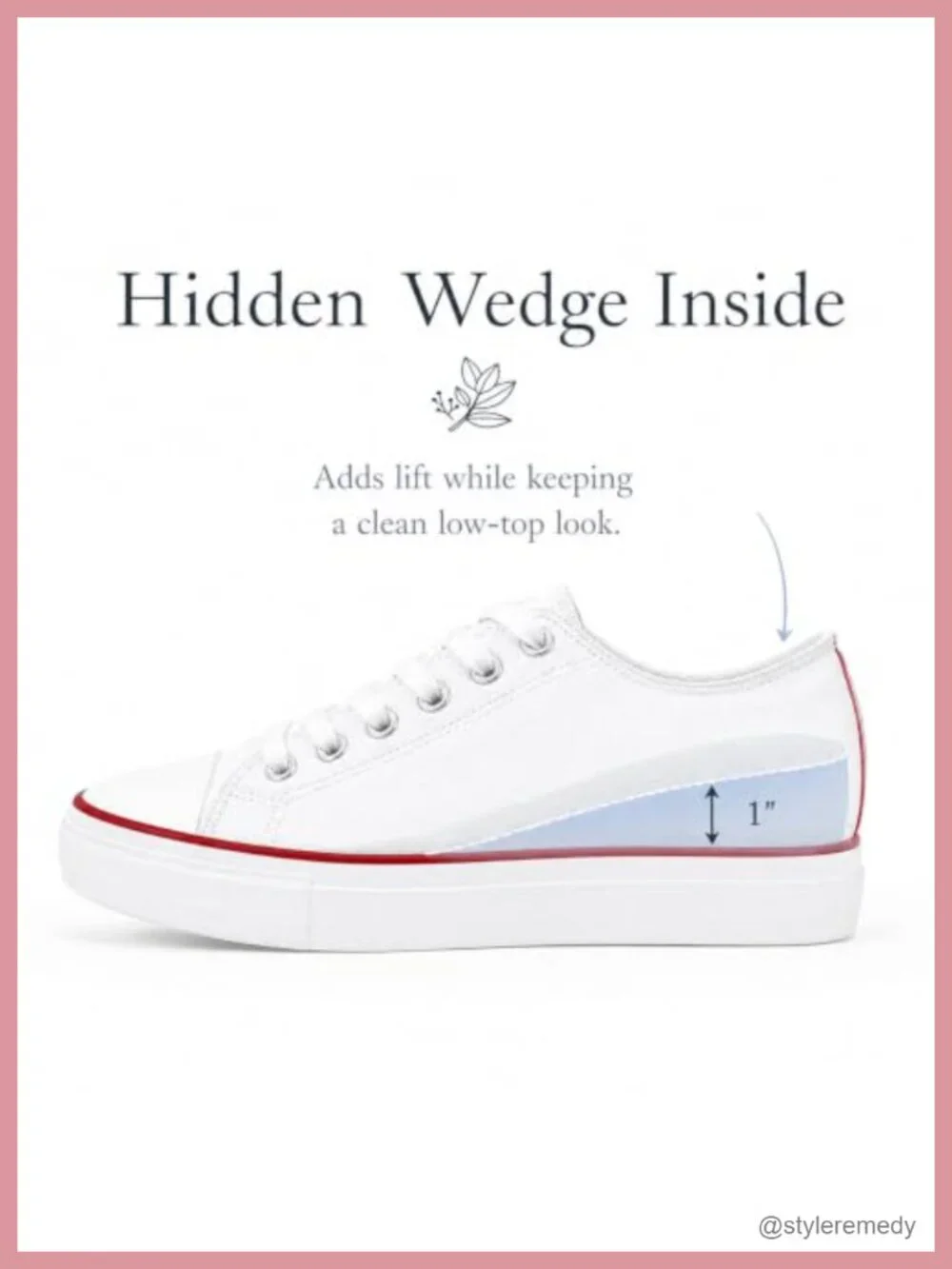 Platform Sneakers with Hidden Wedge Height Boost Lace-Up Canvas Shoes